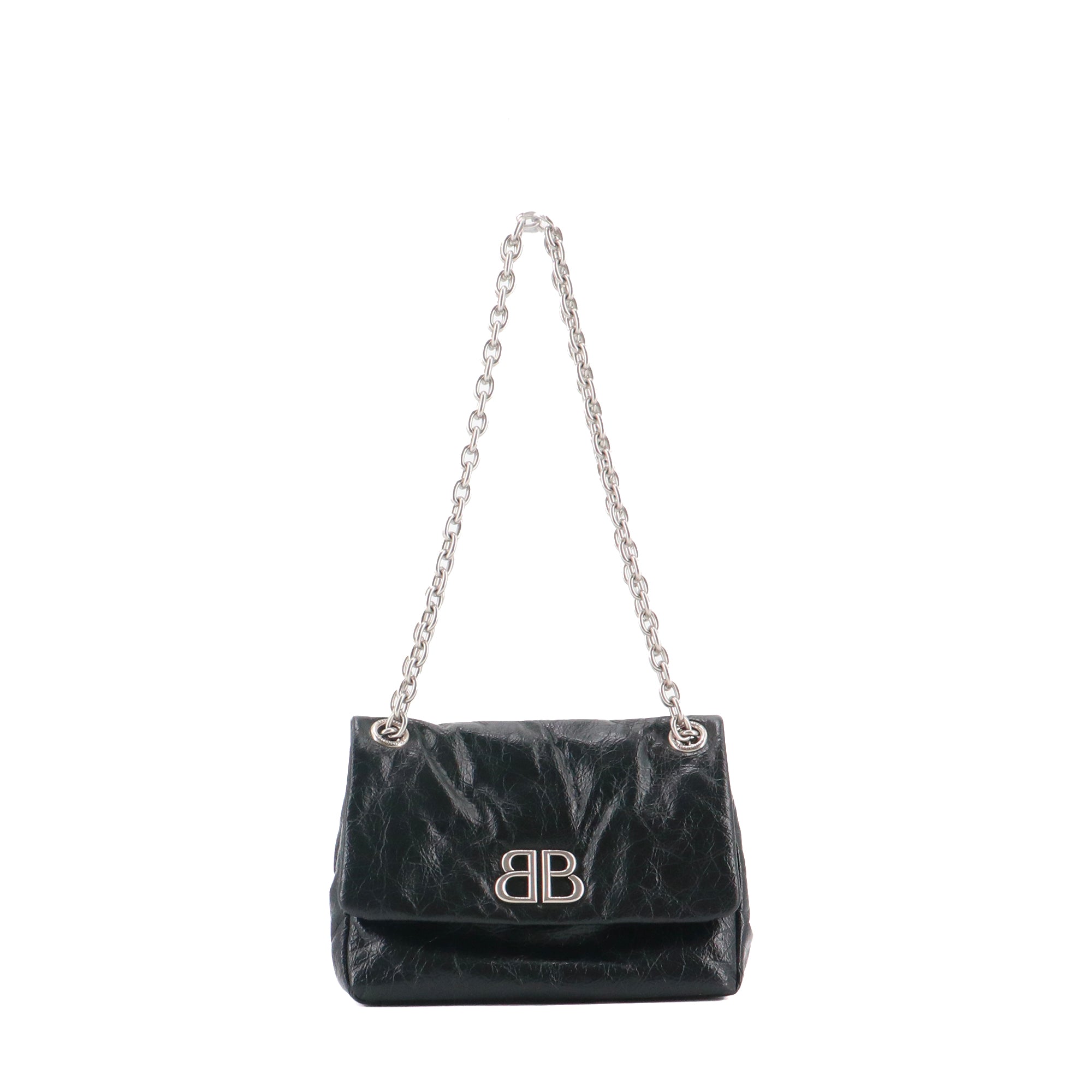 BALENCIAGA - Crush small shoulder bag in black leather