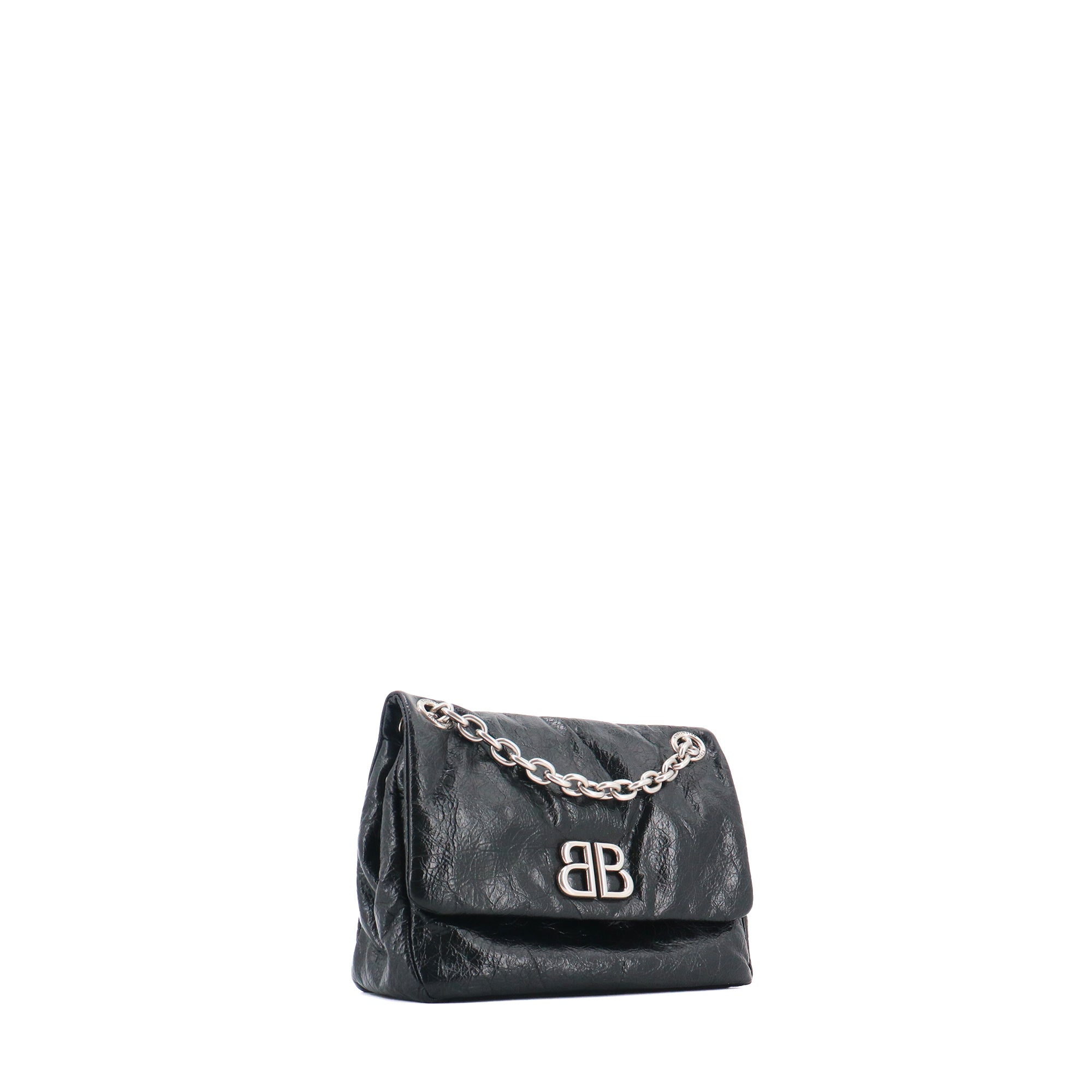 BALENCIAGA - Crush small shoulder bag in black leather