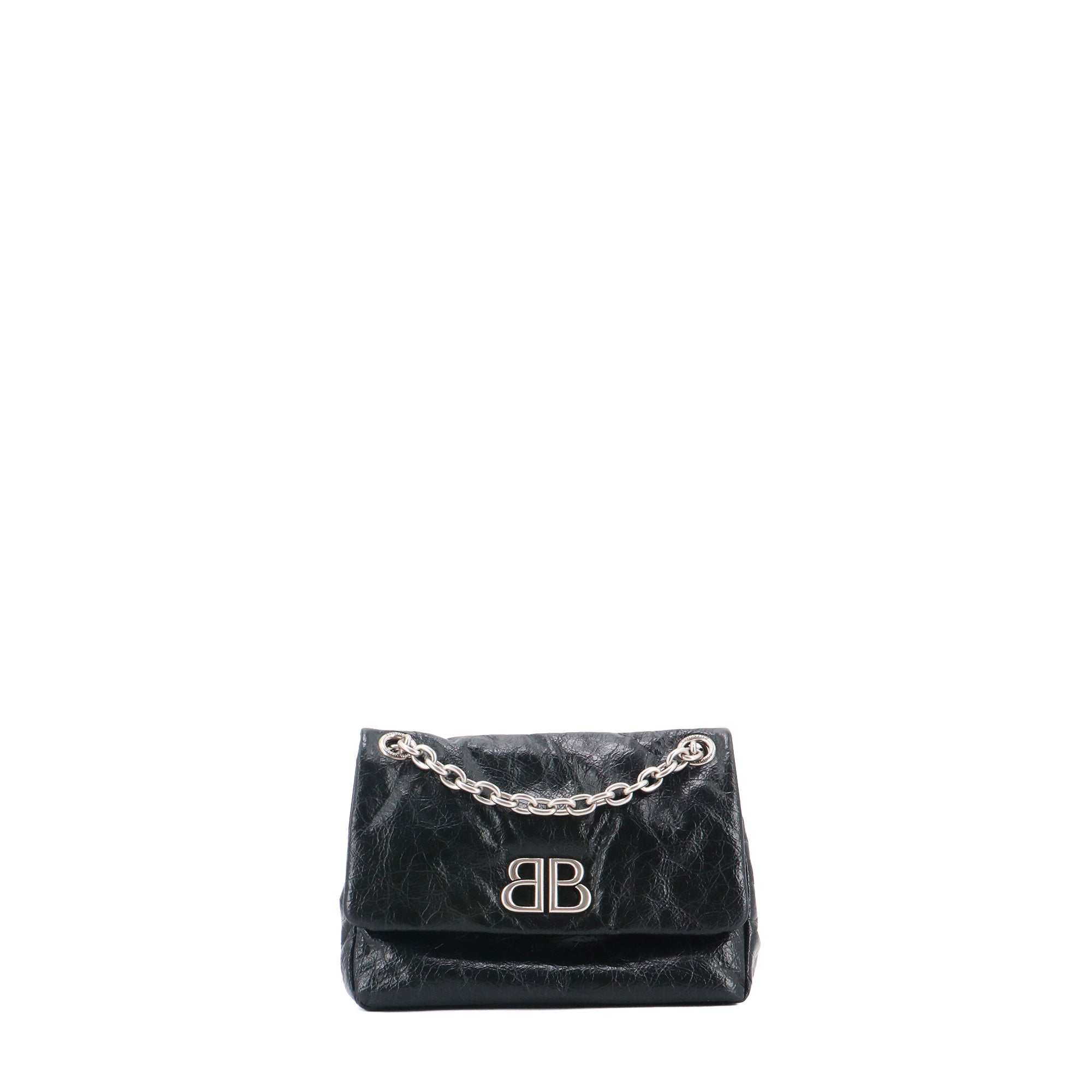 BALENCIAGA - Crush small shoulder bag in black leather