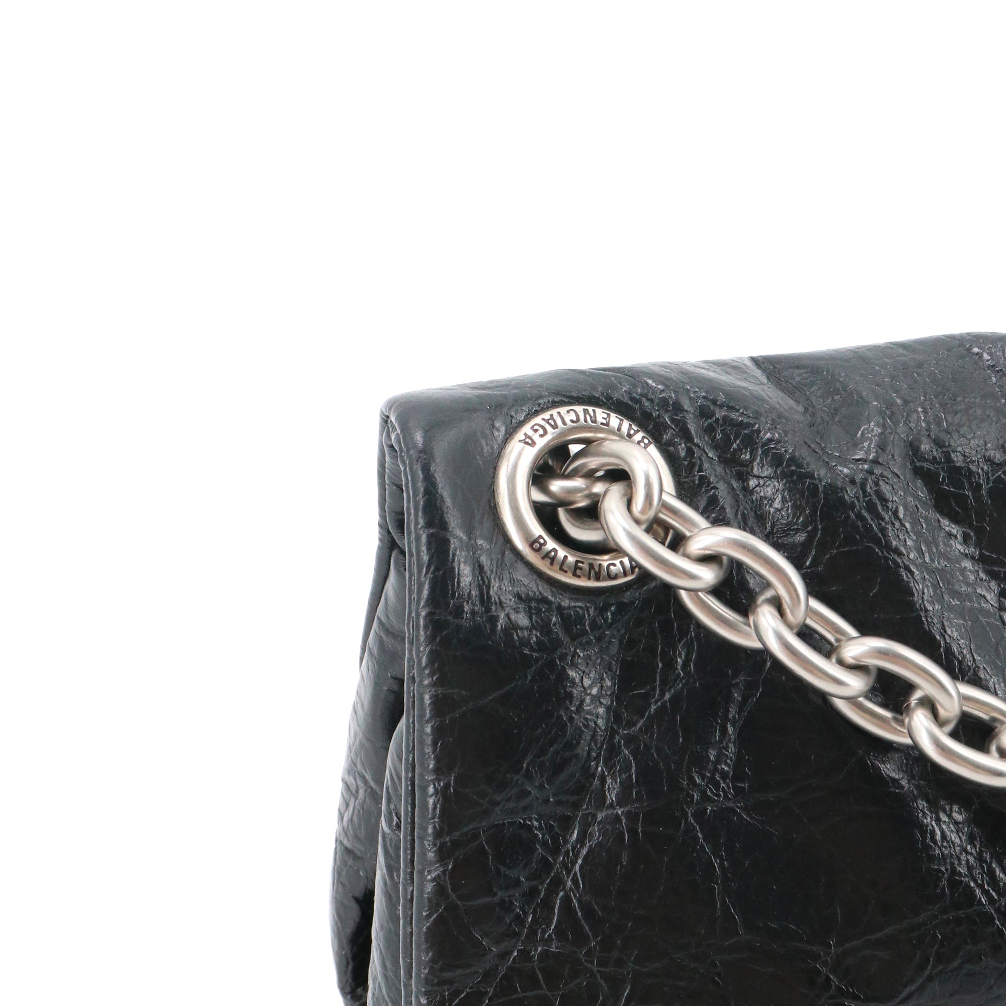 BALENCIAGA - Crush small shoulder bag in black leather