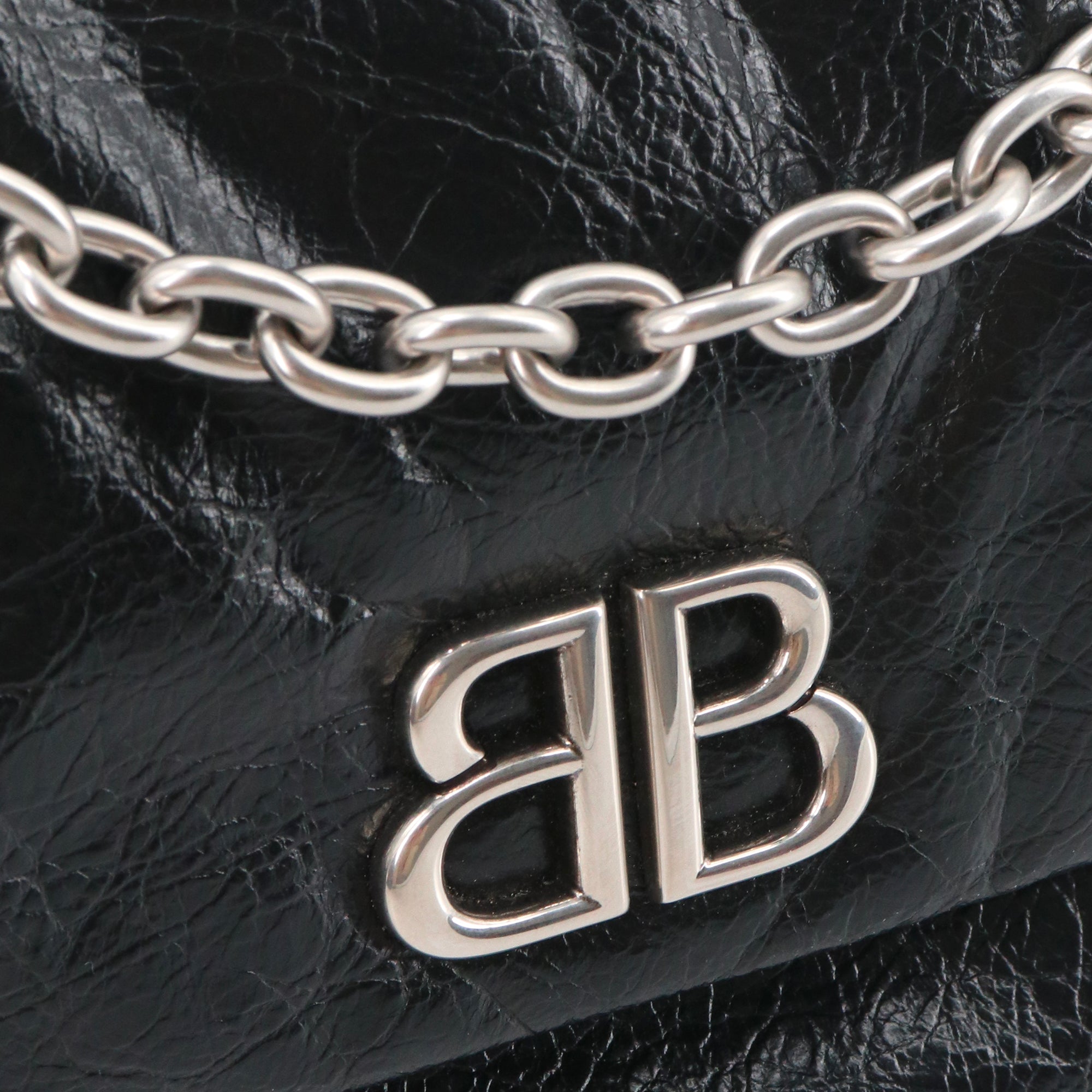 BALENCIAGA - Crush small shoulder bag in black leather