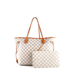 LOUIS VUITTON - Sac cabas Neverfull MM damier azur et pochette