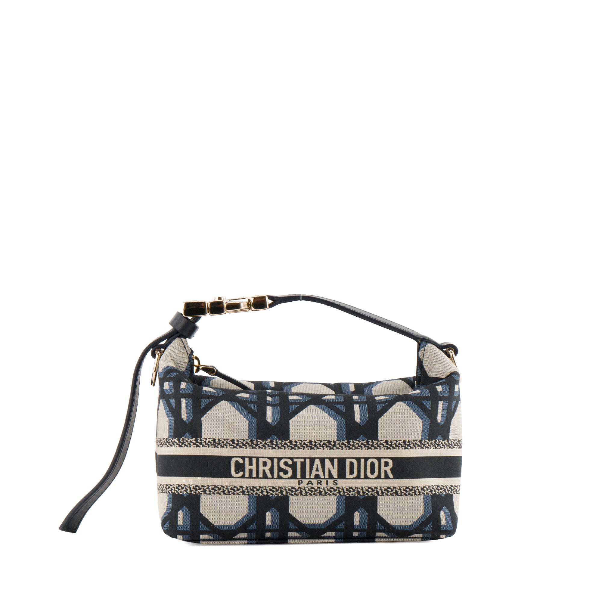DIOR - Pochette Nomad DiorTravel Small Dior en toile cannage bleu marine et beige