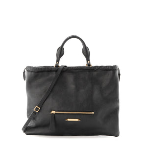 BURBERRY - Sac à bandoulière Cabas Burberry en cuir grainé noir