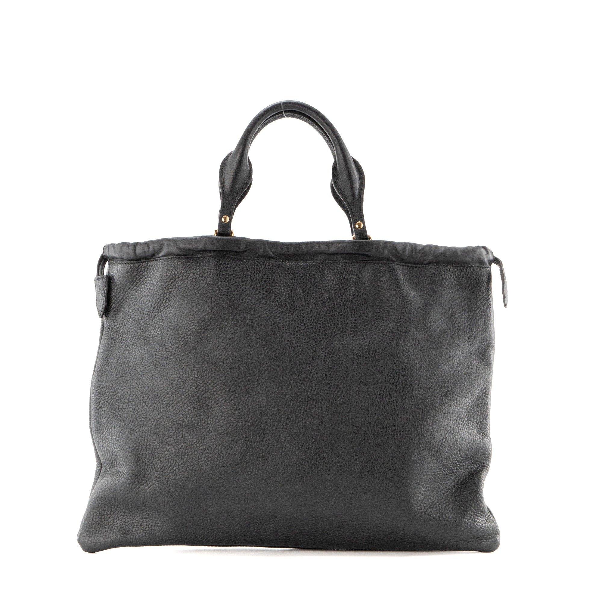 BURBERRY - Sac à bandoulière Cabas Burberry en cuir grainé noir