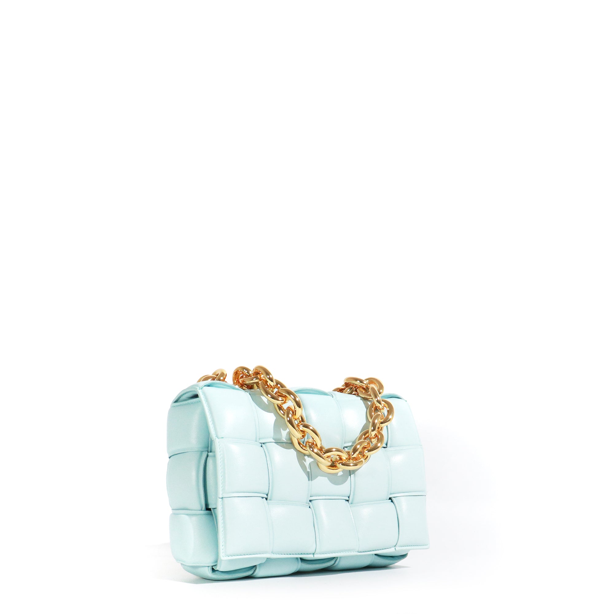 BOTTEGA VENETA - Sac à bandoulière Chain Cassette en cuir bleu pastel