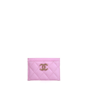 CHANEL - Porte cartes Chanel édition limitée en cuir matelassé caviar rose