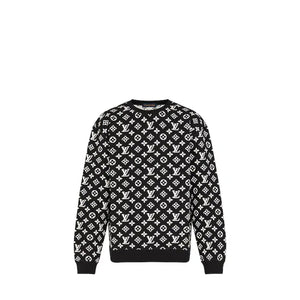 LOUIS VUITTON - Pull Louis Vuitton en coton monogrammé noir et blanc (M)