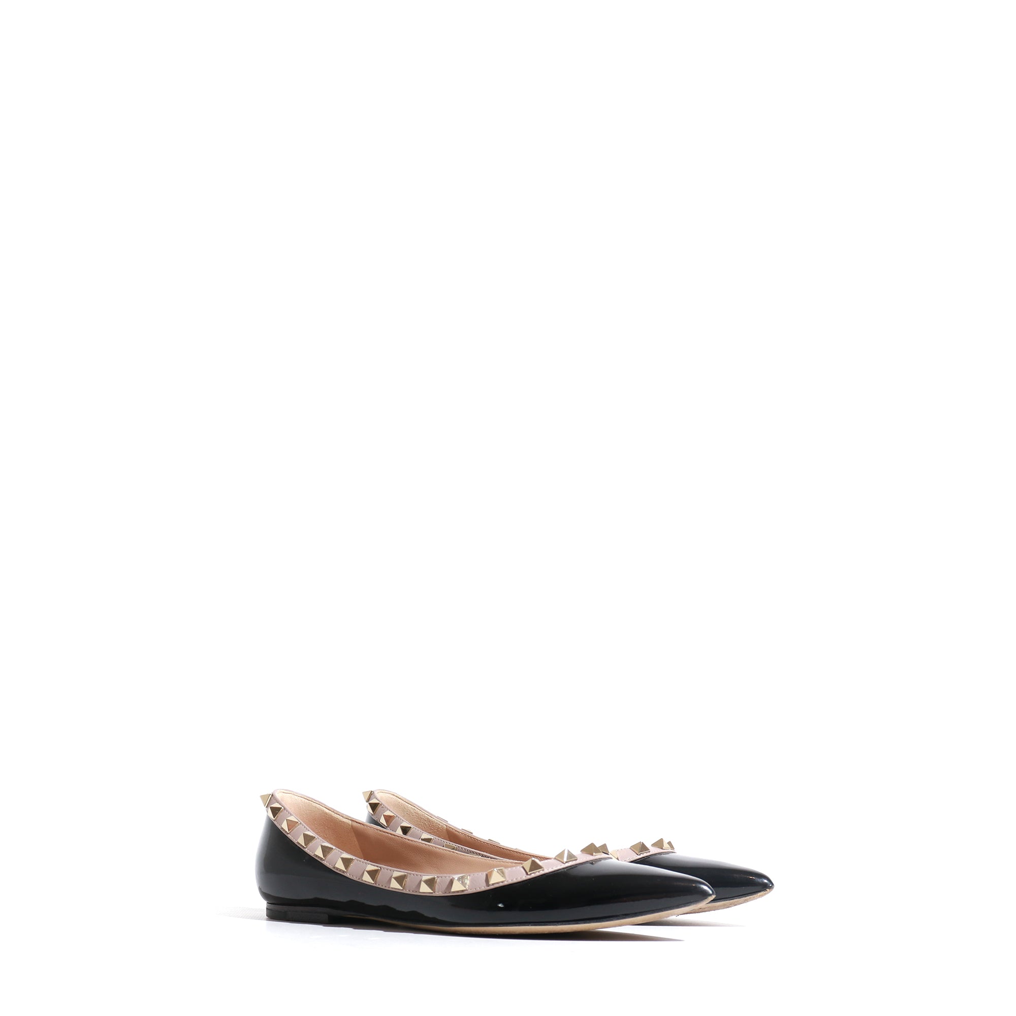 VALENTINO - Rockstud ballerinas in black patent leather (T35)