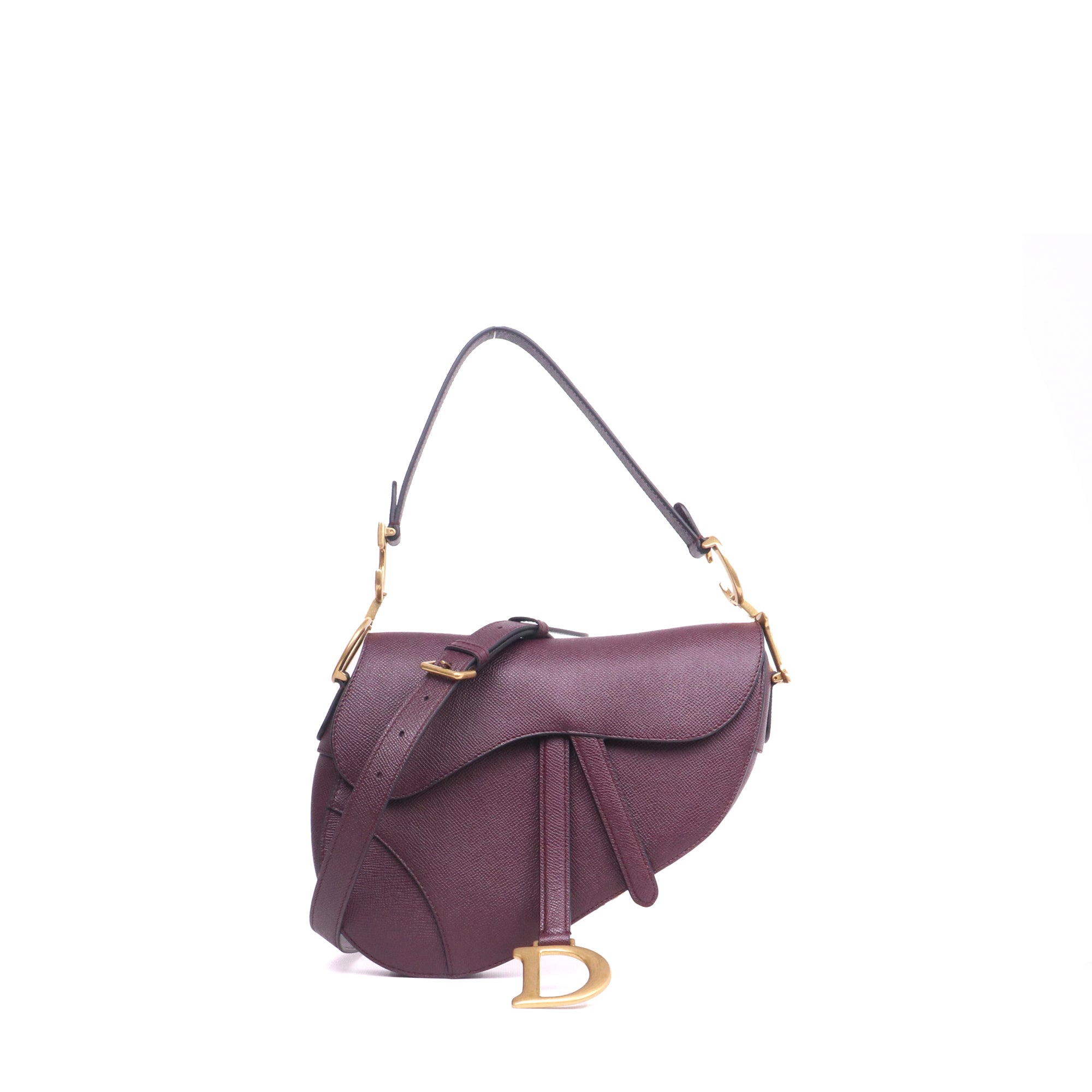 DIOR - Sac à main Saddle Dior en cuir grainé prune