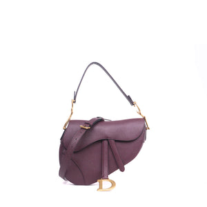 DIOR - Sac à main Saddle Dior en cuir grainé prune