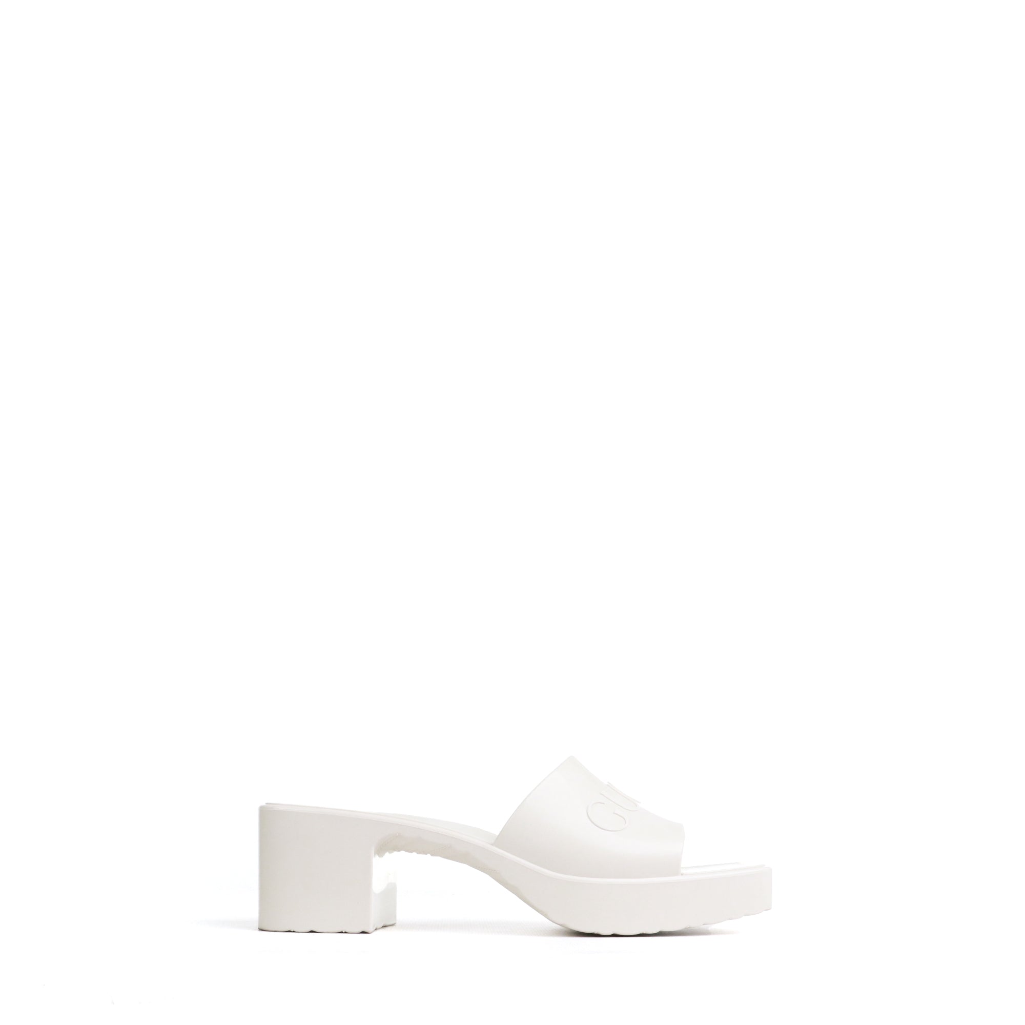 GUCCI - Sandales à talon Gucci en caoutchouc blanc (T35)