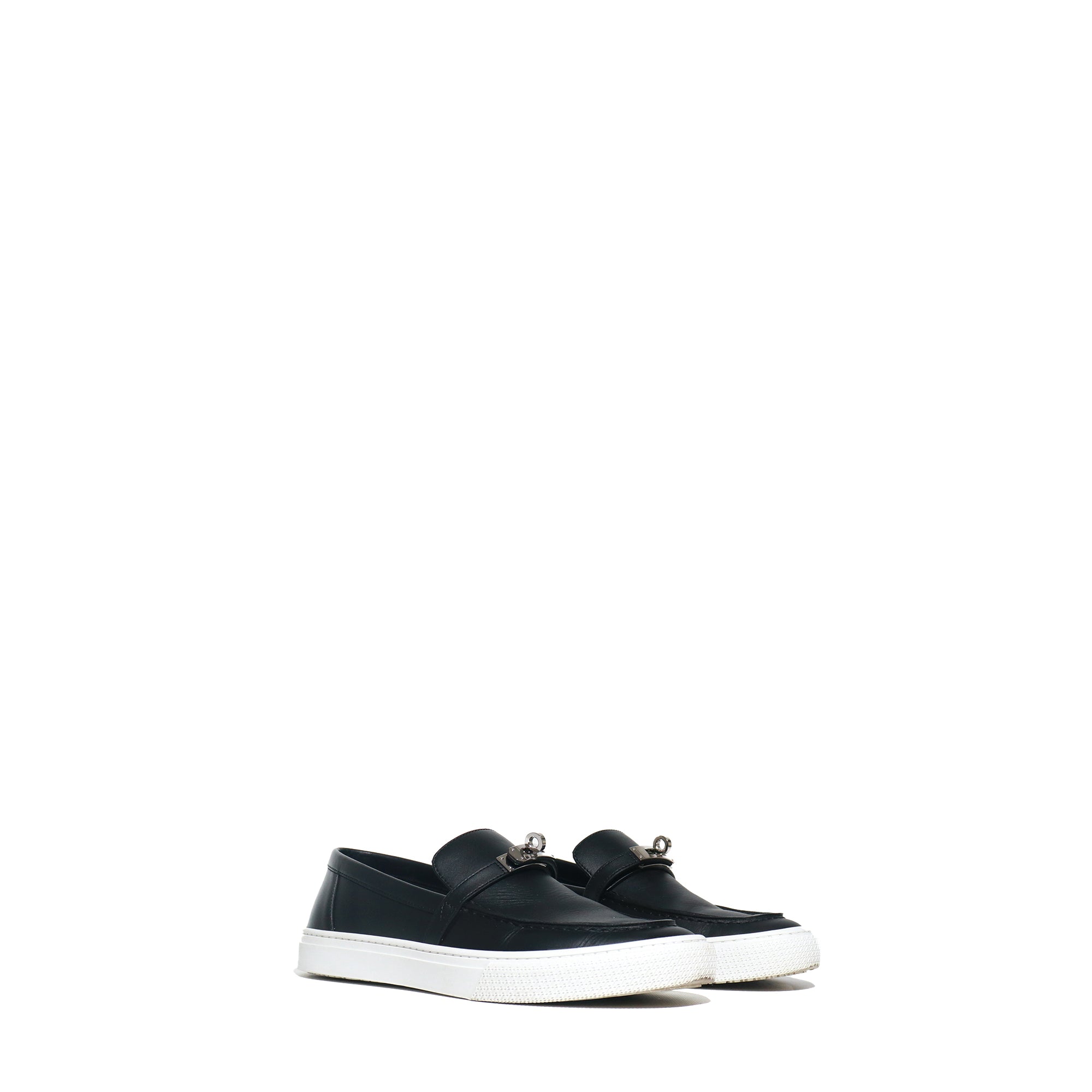 HERMÈS - Sneakers Slip-On Game en cuir noir (T39)