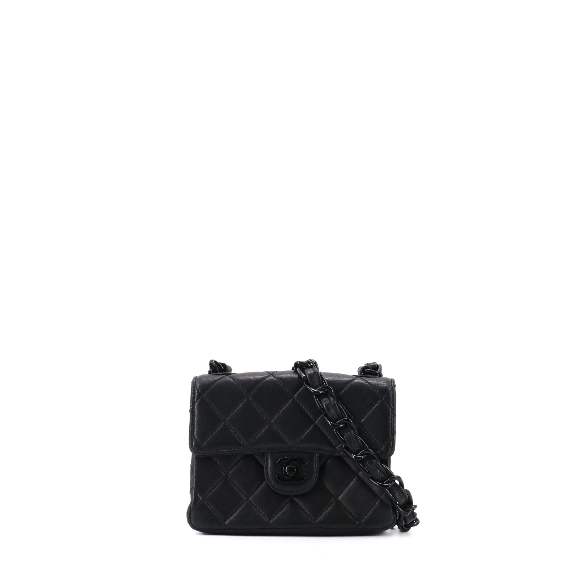 CHANEL - Chanel Timeless Mini Square shoulder bag in vintage black leather