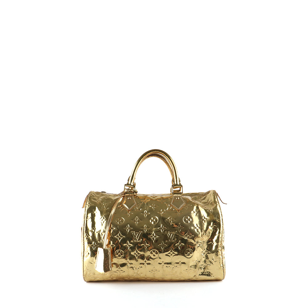 LOUIS VUITTON - Speedy 30 handbag in gold mirror patent leather