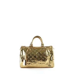 LOUIS VUITTON - Speedy 30 handbag in gold mirror patent leather