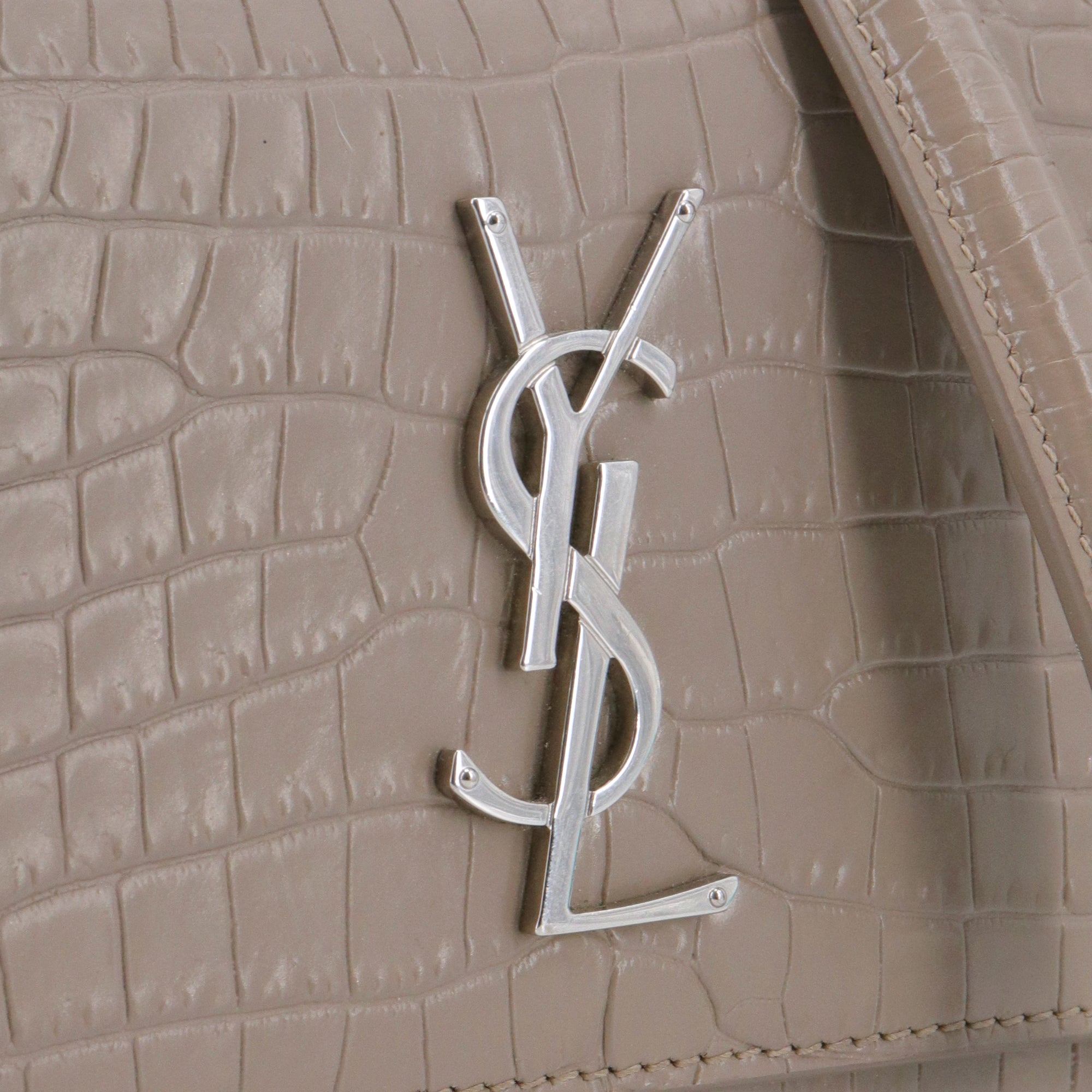 SAINT LAURENT - Saint Laurent Sunset Medium shoulder bag in brown croc-embossed leather