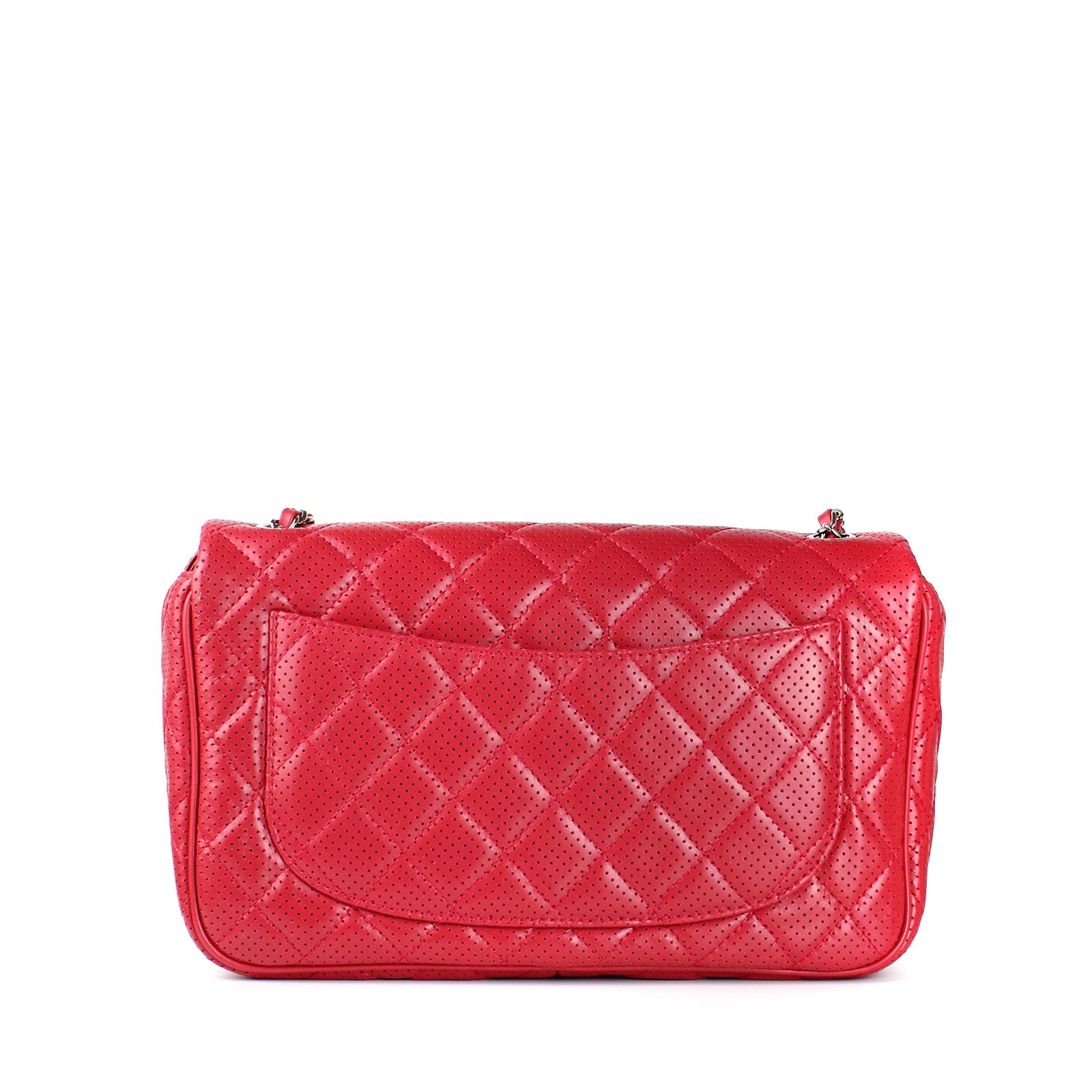 CHANEL - Sac à épaule Timeless en cuir rouge perforé