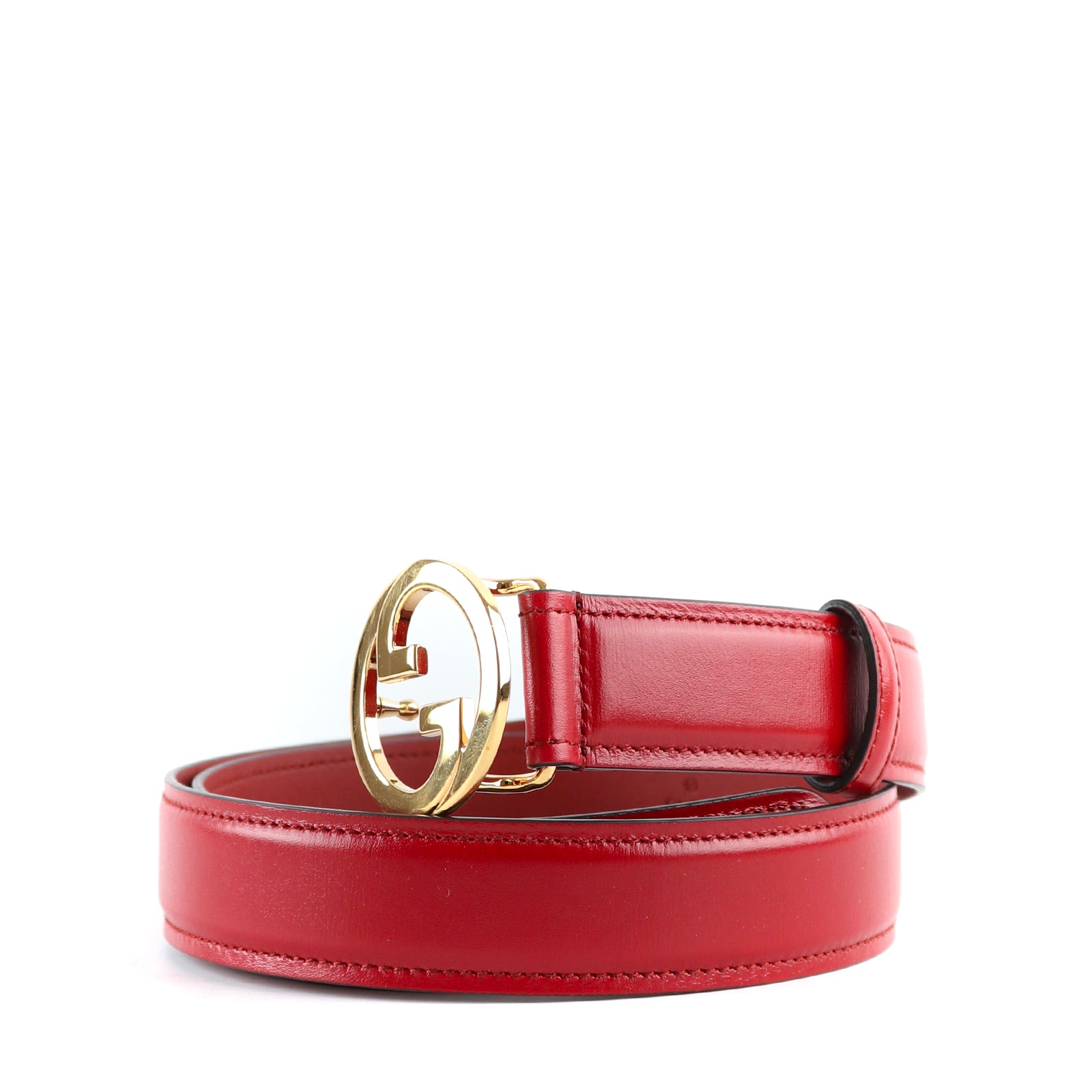 GUCCI - Ceinture en cuir grainé bicolore (T80)