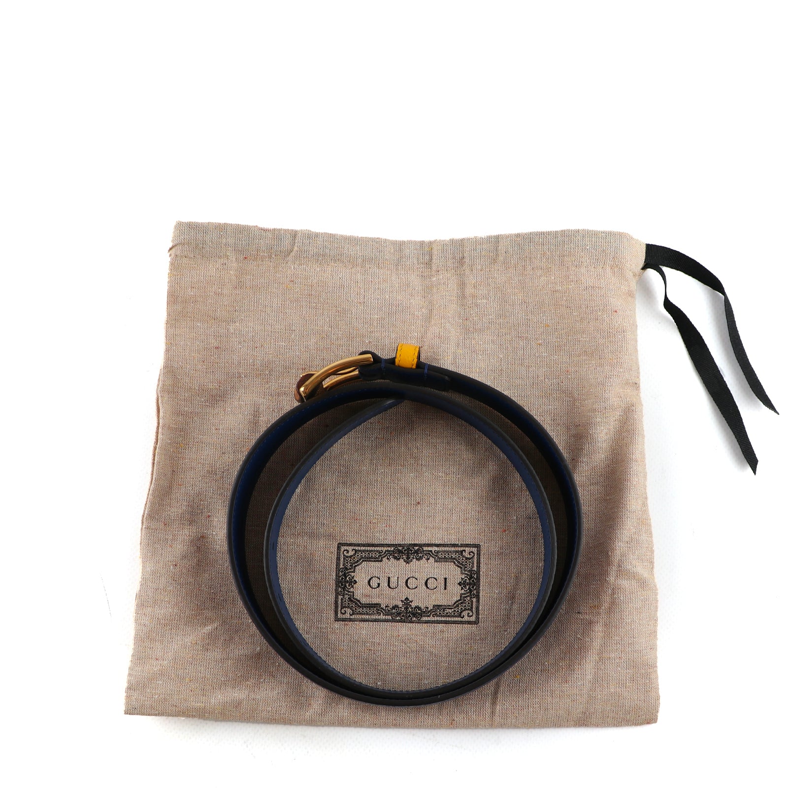 GUCCI - Ceinture en cuir grainé bicolore (T80)