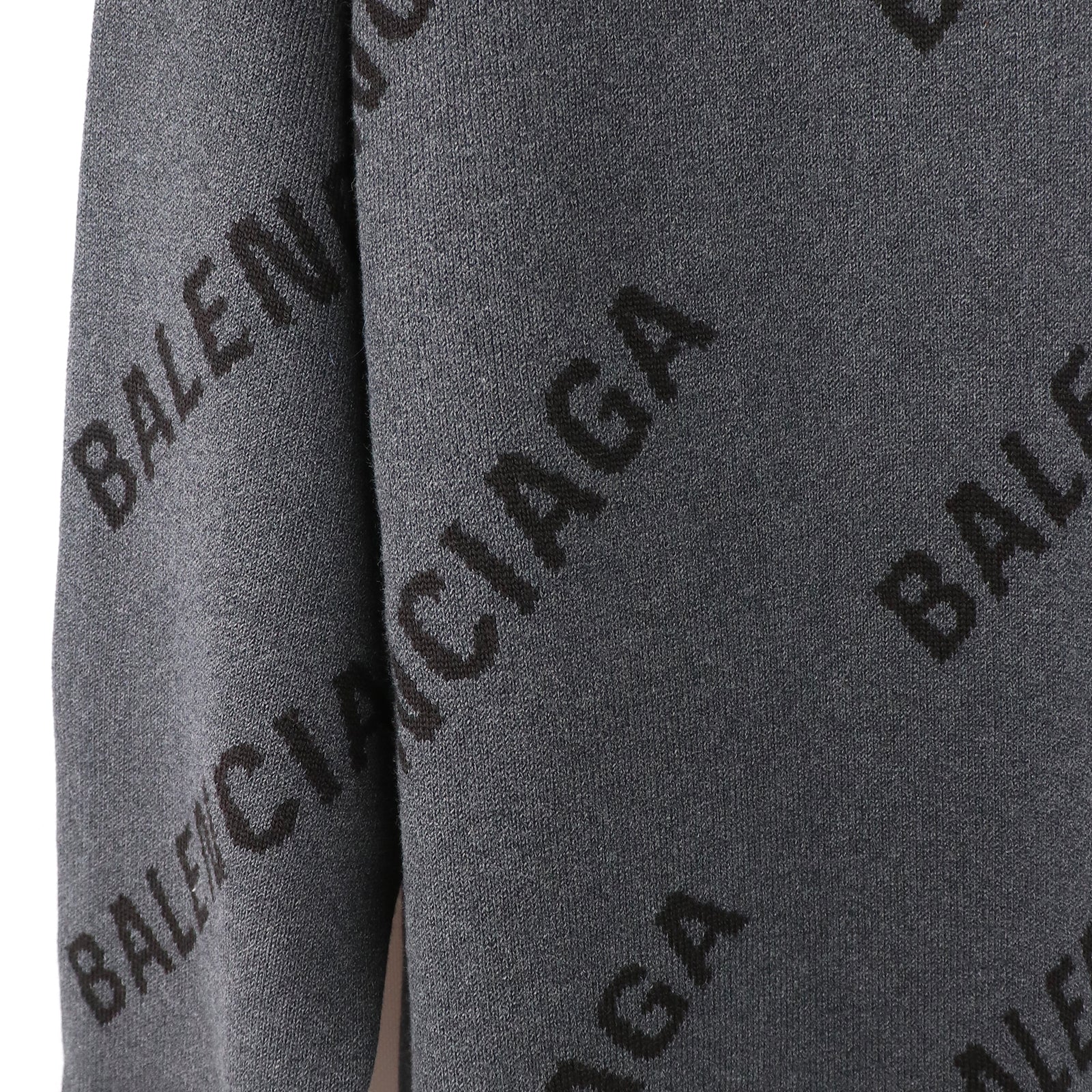 BALENCIAGA - Long wool sweater with logos (S)