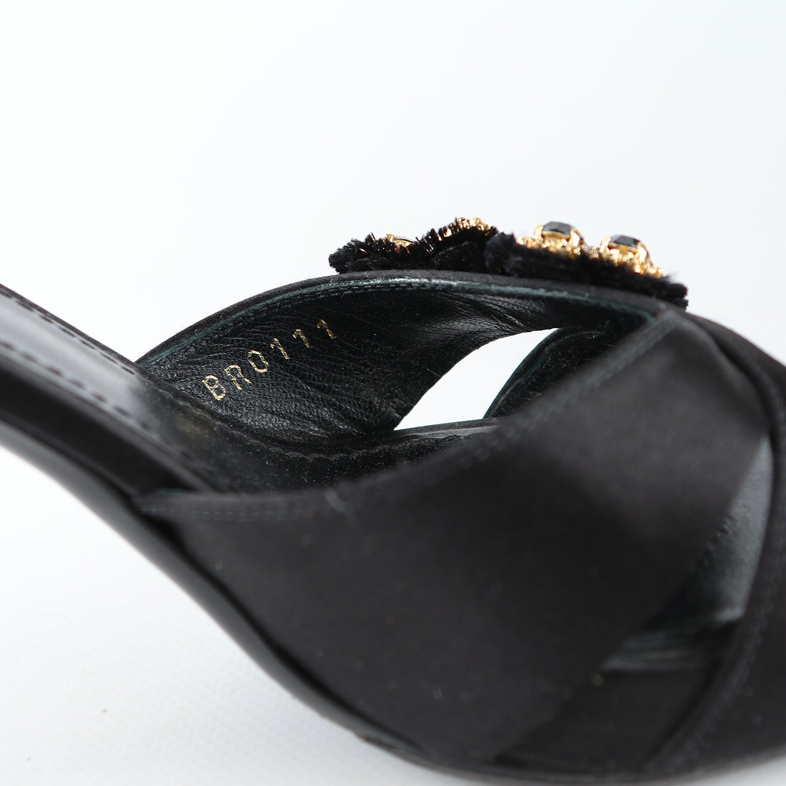 LOUIS VUITTON - Satin and leather heeled sandals (T39.5)