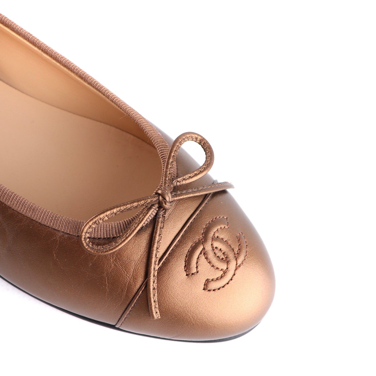 CHANEL - Bronze leather ballerinas (T39)