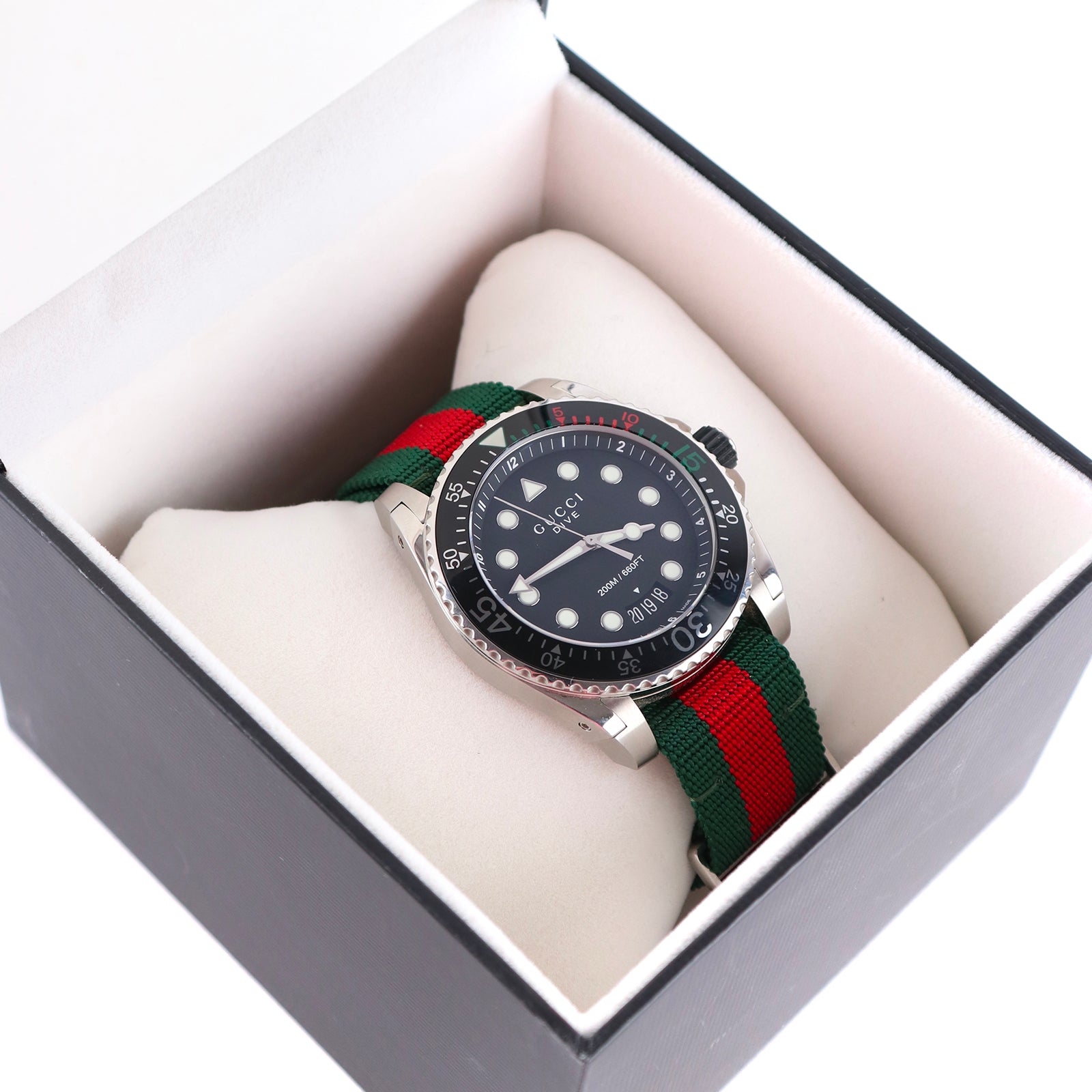 GUCCI - Dive 45mm watch in steel and web bracelet