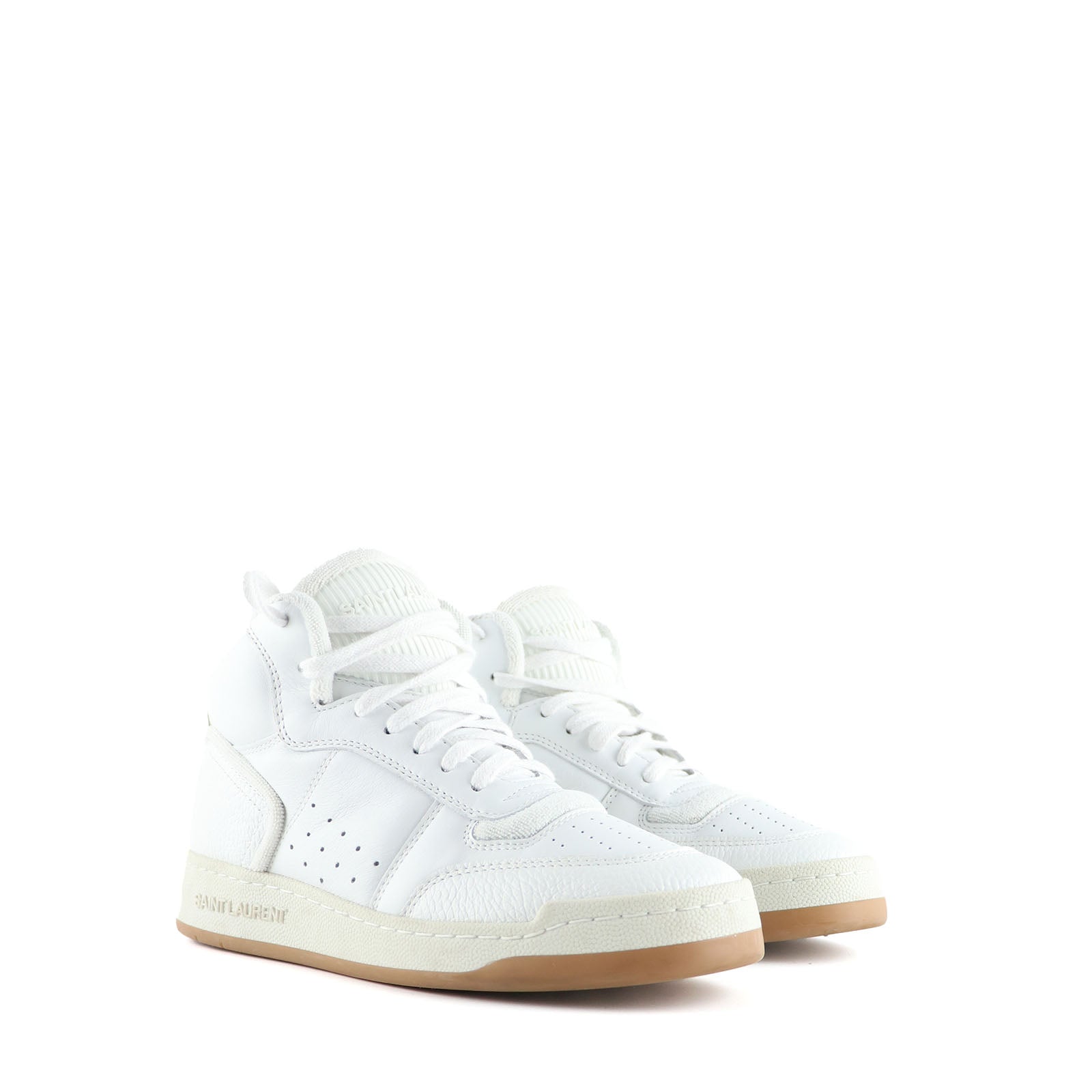 SAINT LAURENT - Jeff high-top sneakers in white leather (T36.5)