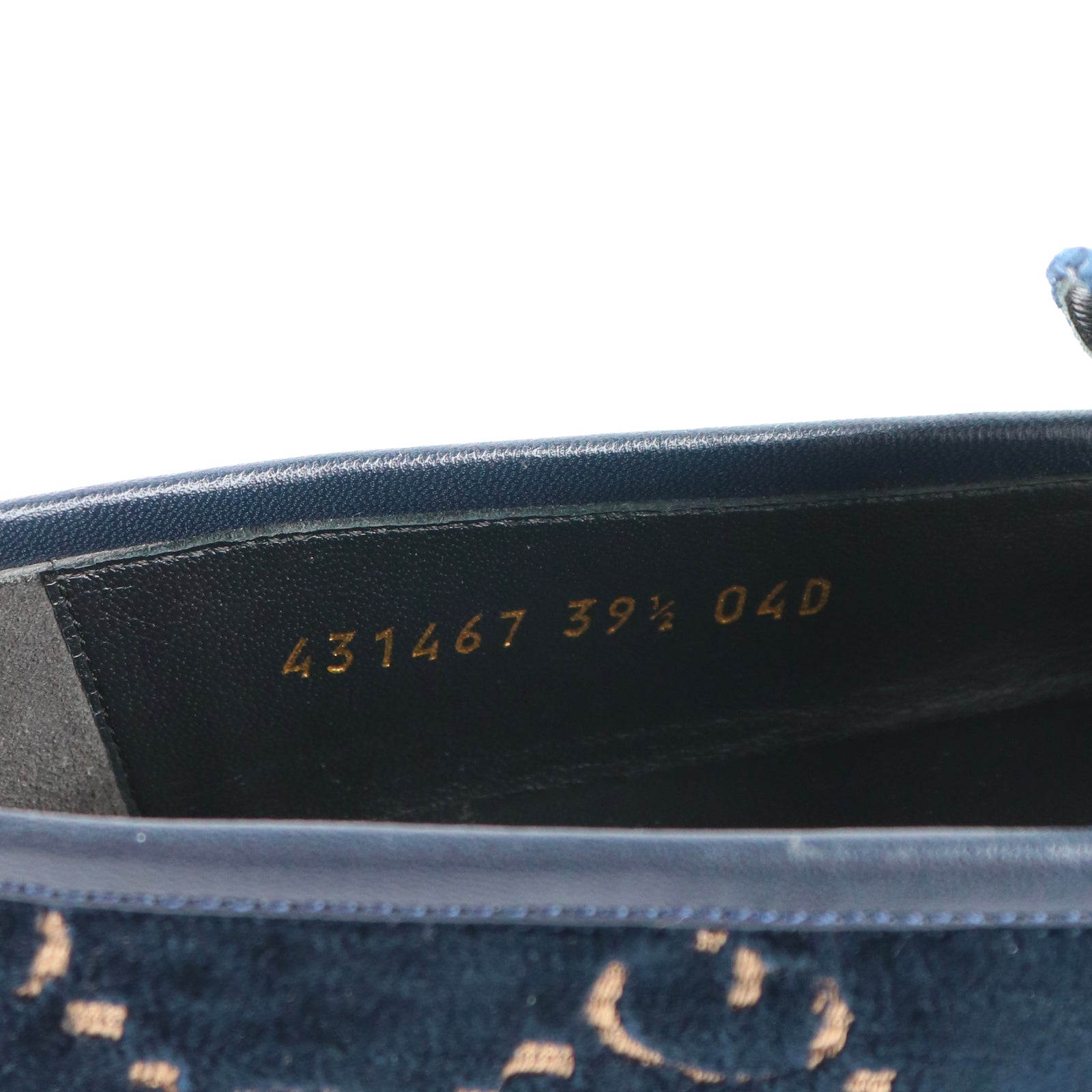 GUCCI - Mocassins Jordaan en velours bleu marine (T39,5)