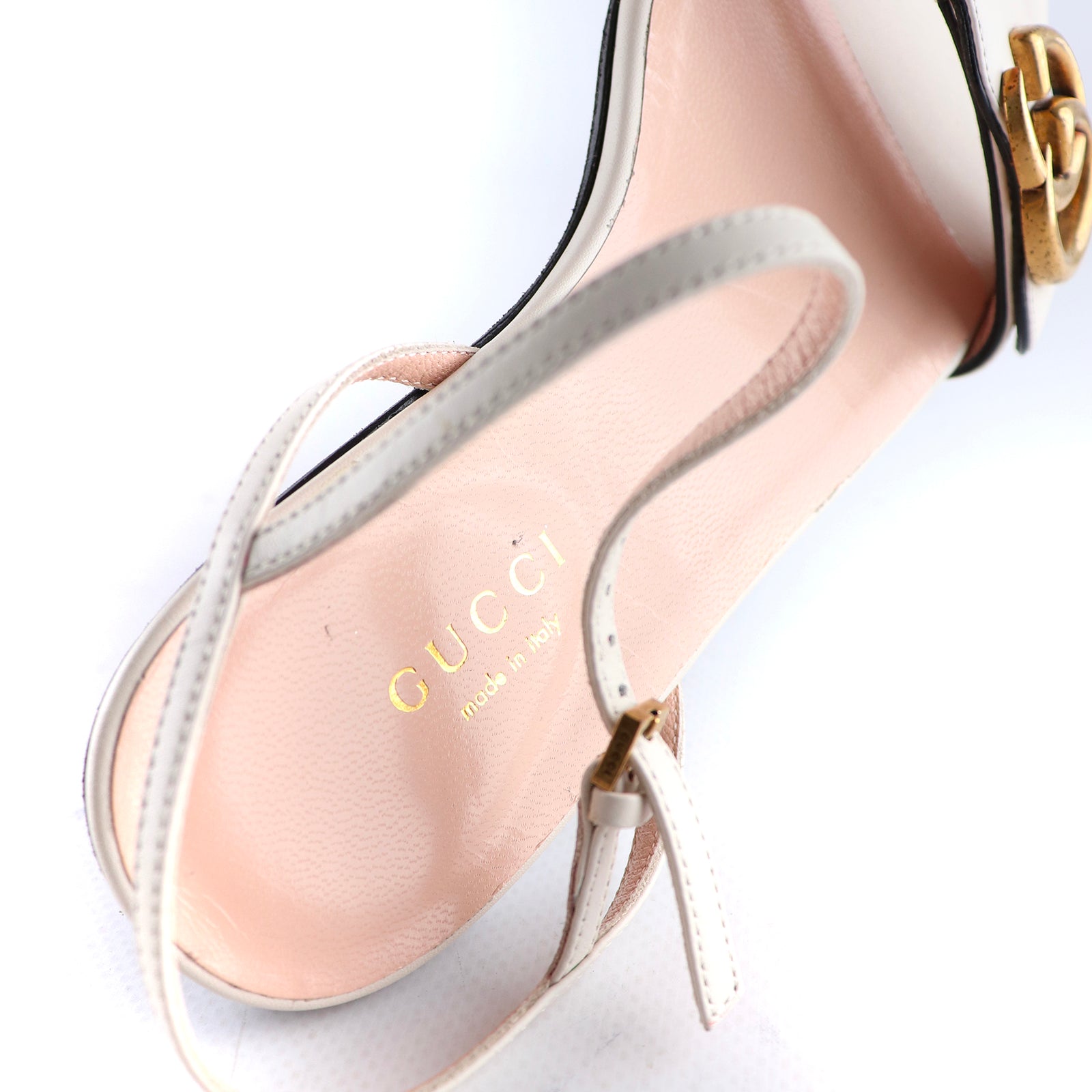 GUCCI - Marmont white leather sandals (T35)