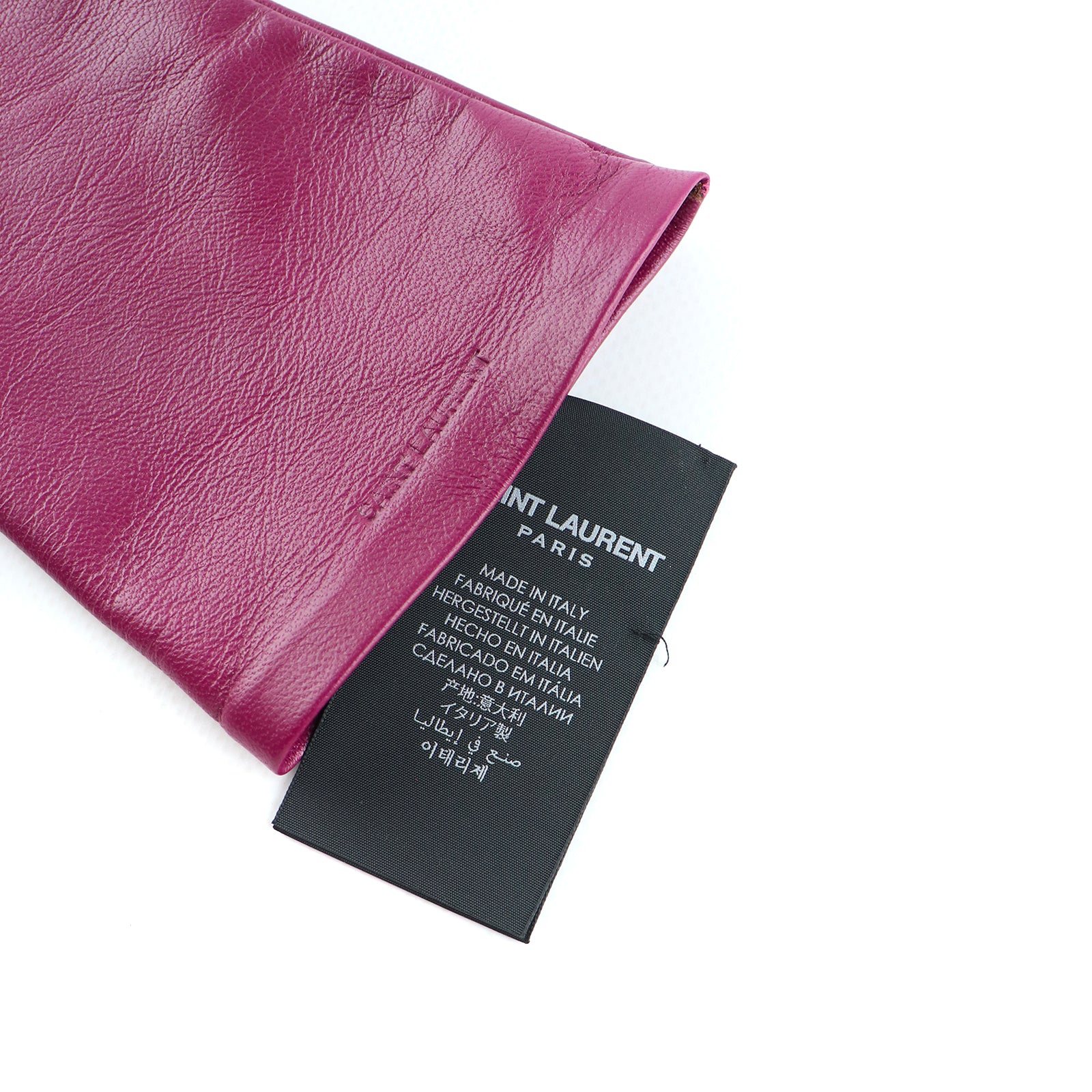 SAINT LAURENT - Gants en cuir mauve (M)