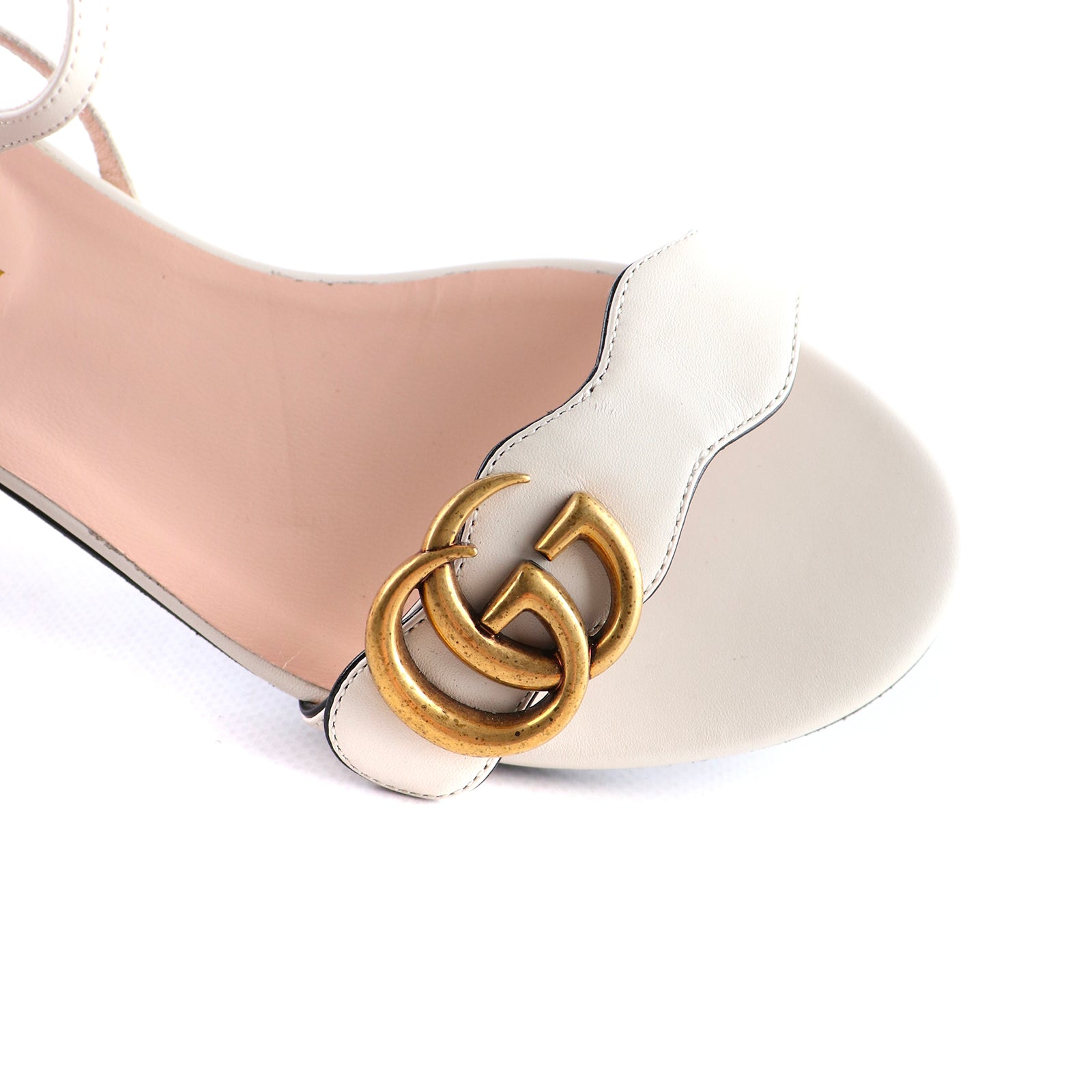 GUCCI - Marmont white leather sandals (T35)
