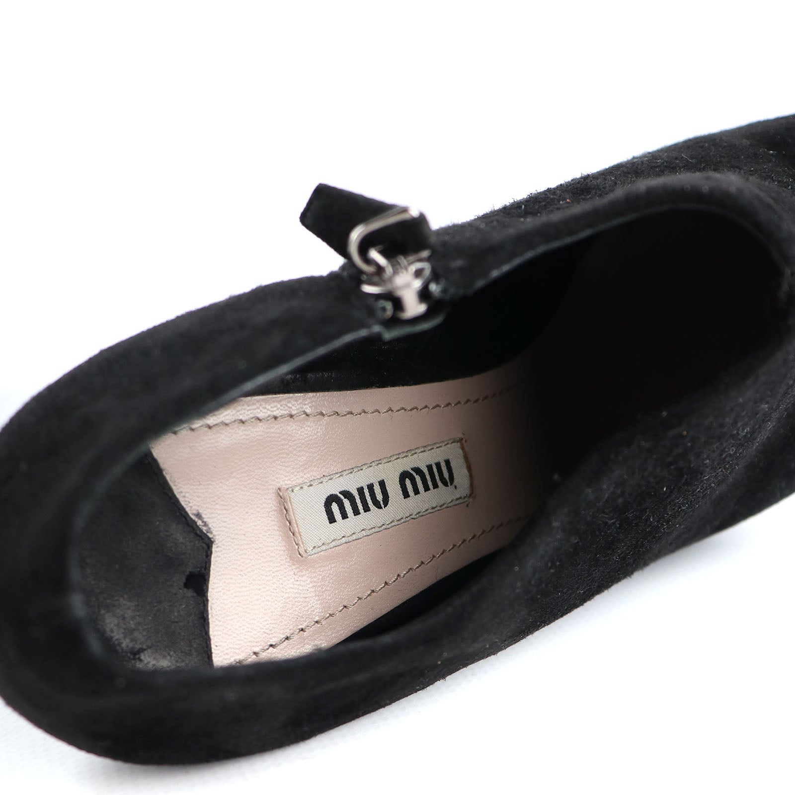 MIU MIU - Bottines à talon en suede noir (T37)