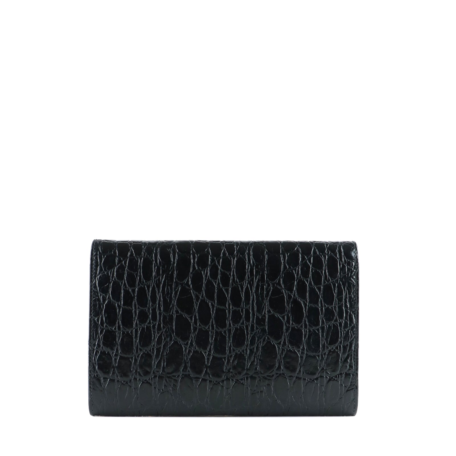 SAINT LAURENT - Uptown shoulder bag in black croc-embossed leather