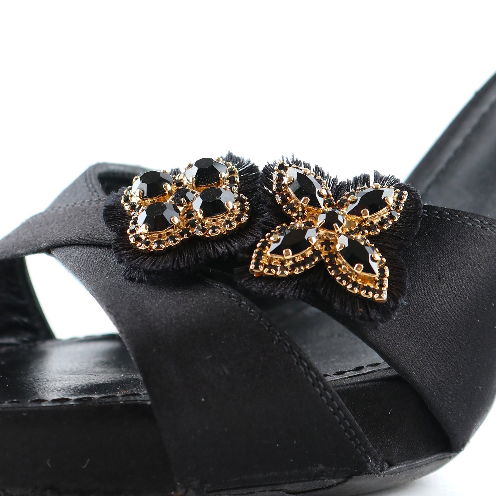 LOUIS VUITTON - Satin and leather heeled sandals (T39.5)
