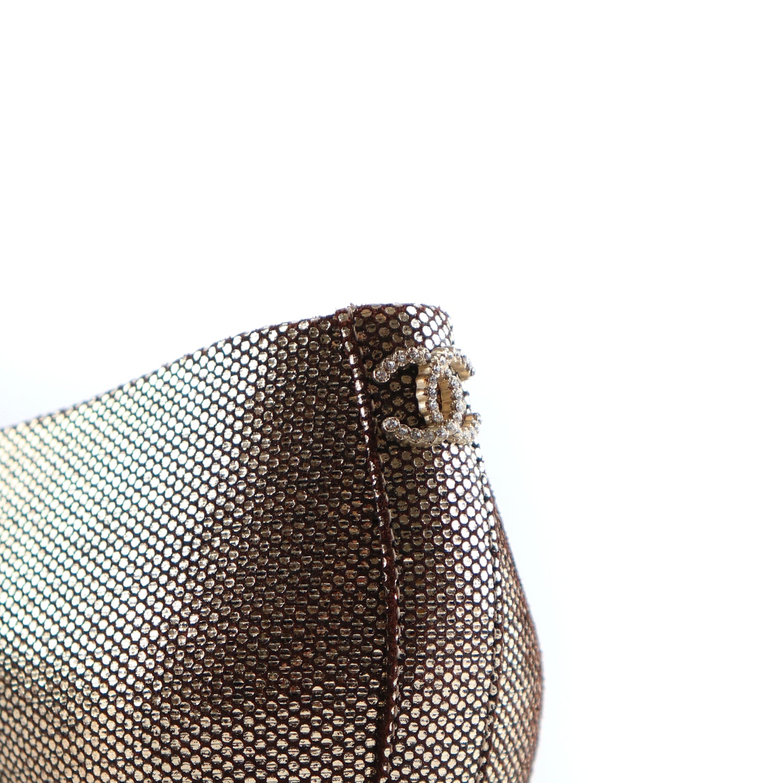 CHANEL - Ballerines en cuir doré (T39,5)