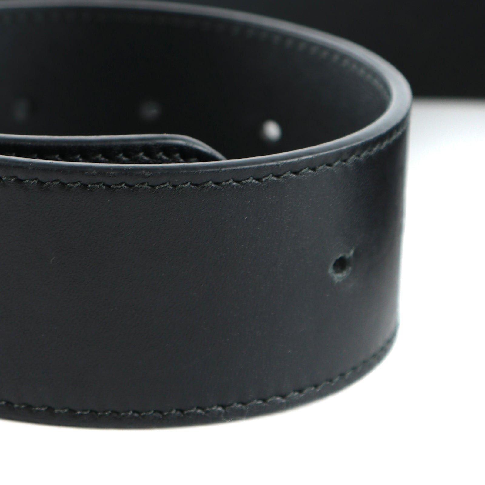 GUCCI - GG Buckle Marmont belt in black smooth leather (T85)