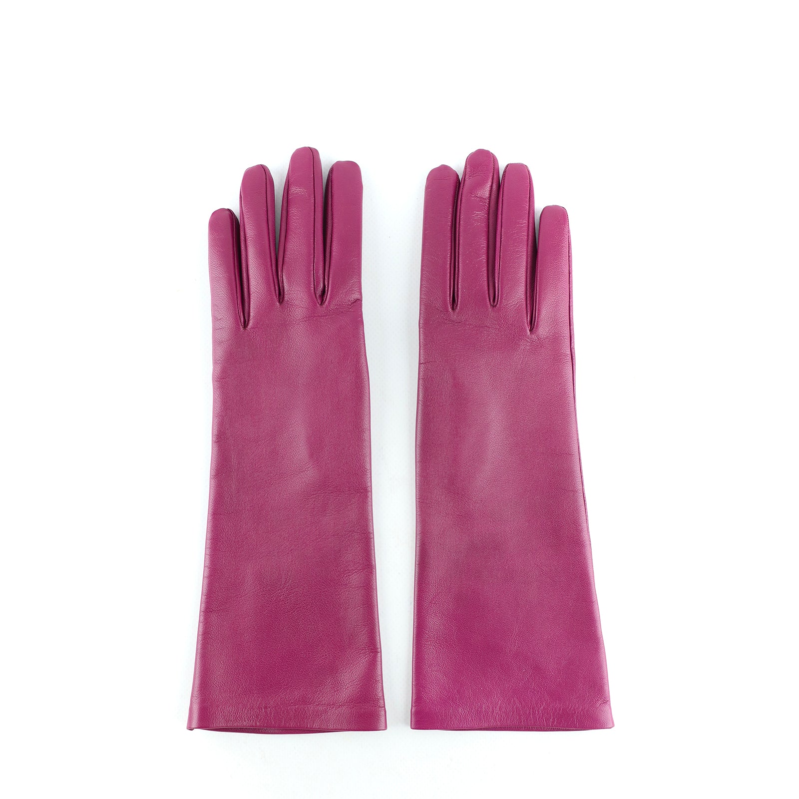 SAINT LAURENT - Gants en cuir mauve (M)