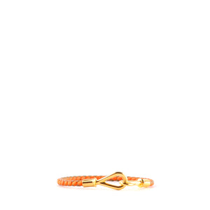 HERMÈS - Jumbo H bracelet in leather and canvas (T3)