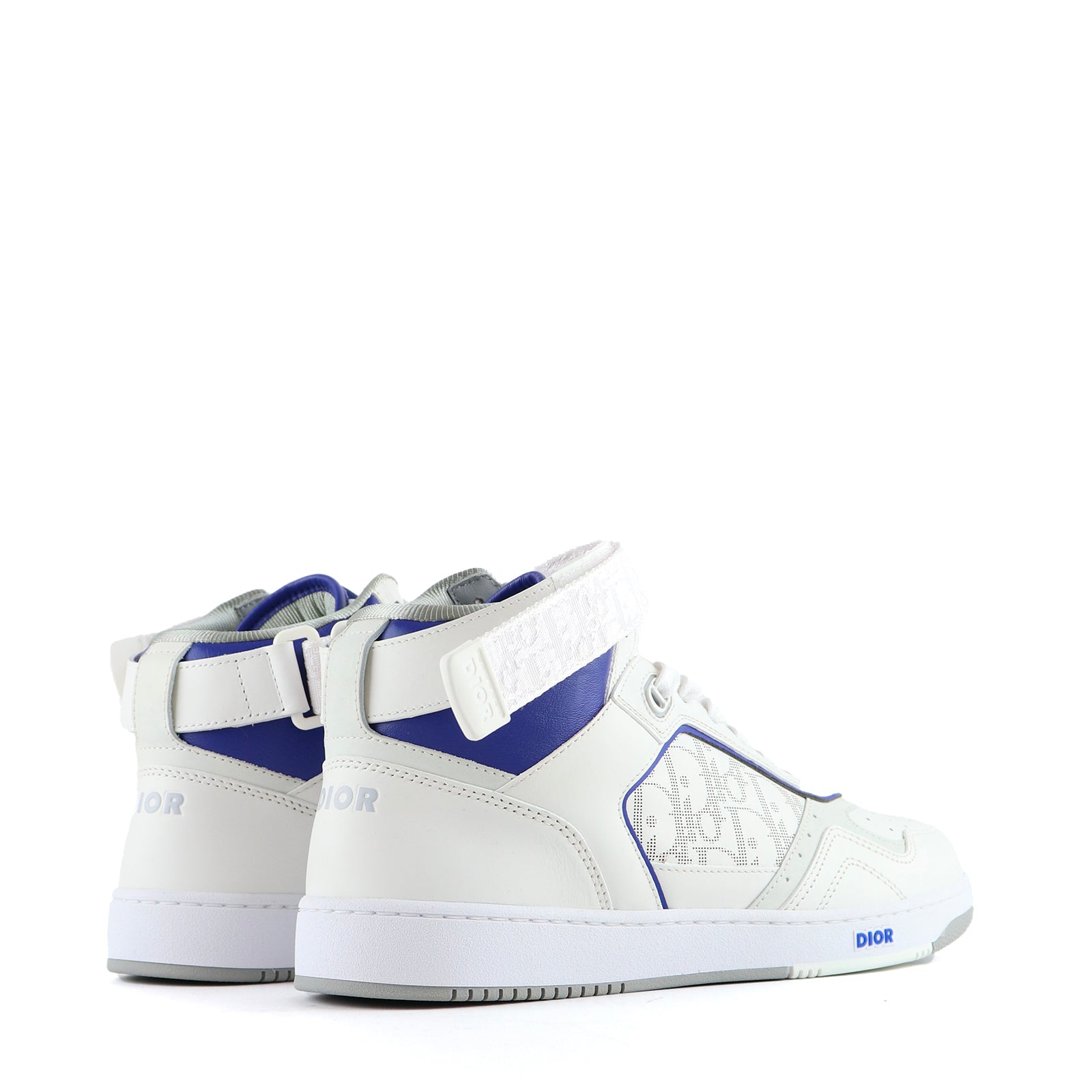 DIOR - Sneakers B27 High en cuir blanc et bleu marine (T43)