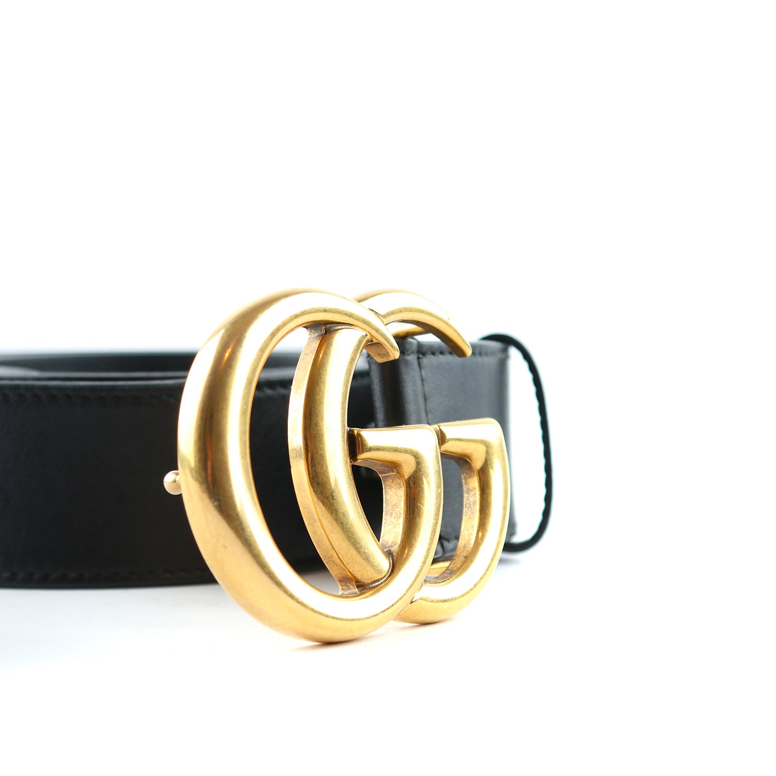 GUCCI - GG Buckle Marmont belt in black smooth leather (T85)