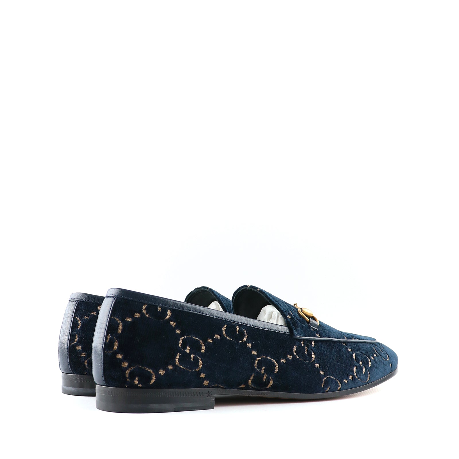GUCCI - Mocassins Jordaan en velours bleu marine (T39,5)