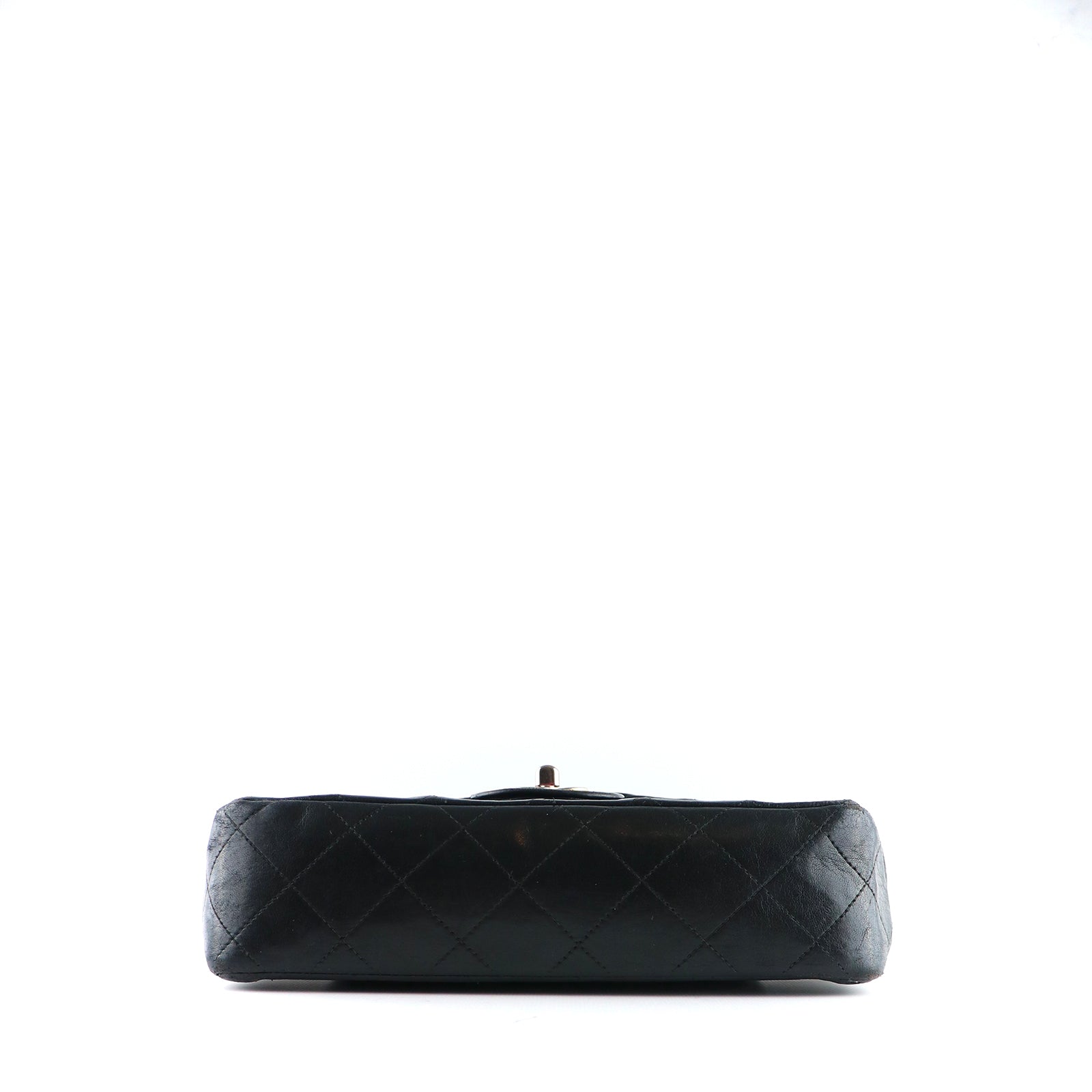 CHANEL - Sac à main Timeless 23 double flap en cuir matelassé noir vintage