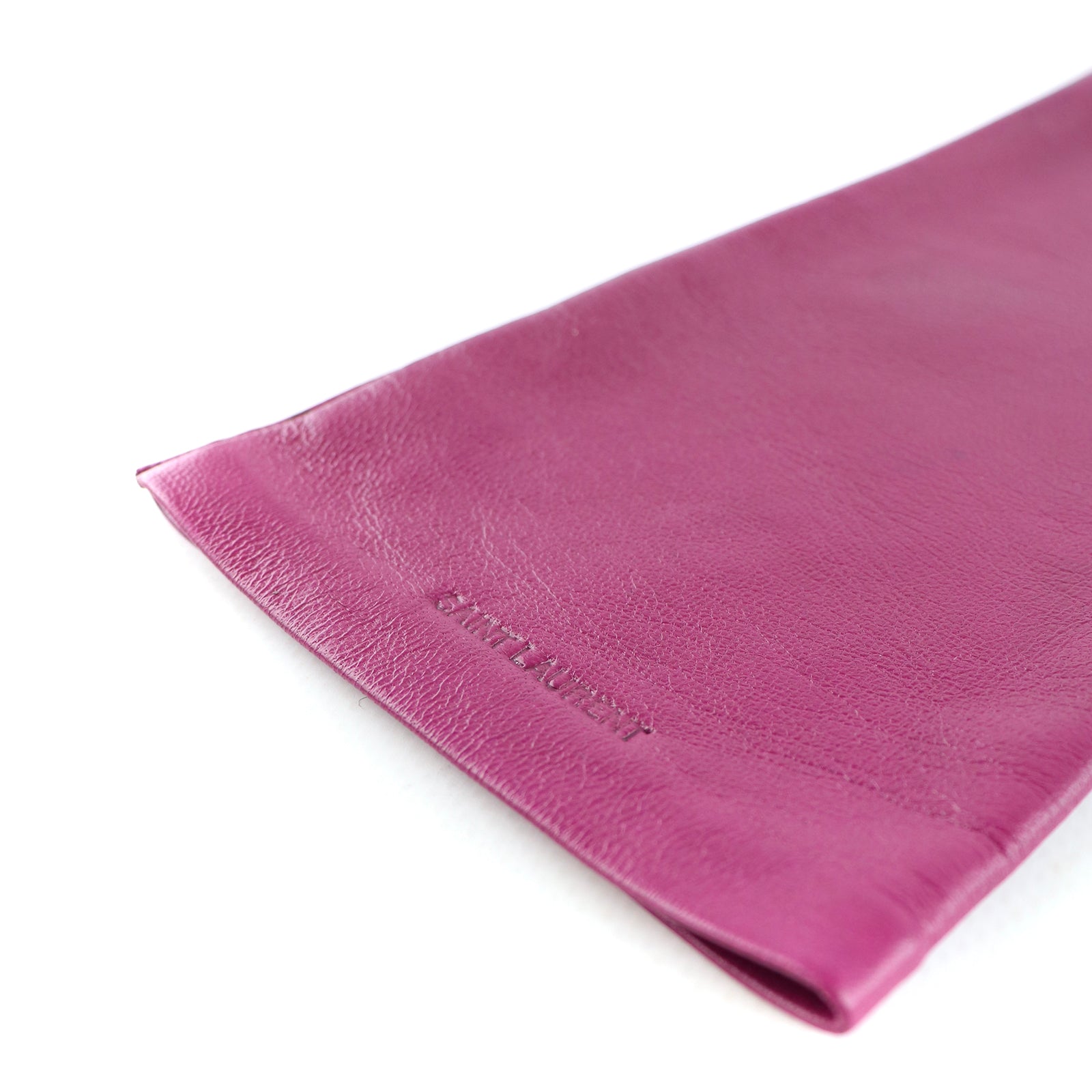 SAINT LAURENT - Gants en cuir mauve (M)