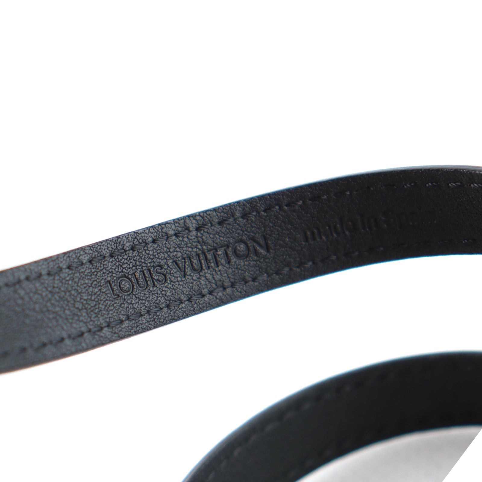 LOUIS VUITTON - Bracelet triple tour en cuir noir