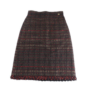 CHANEL - Brown and red tweed skirt (T34)
