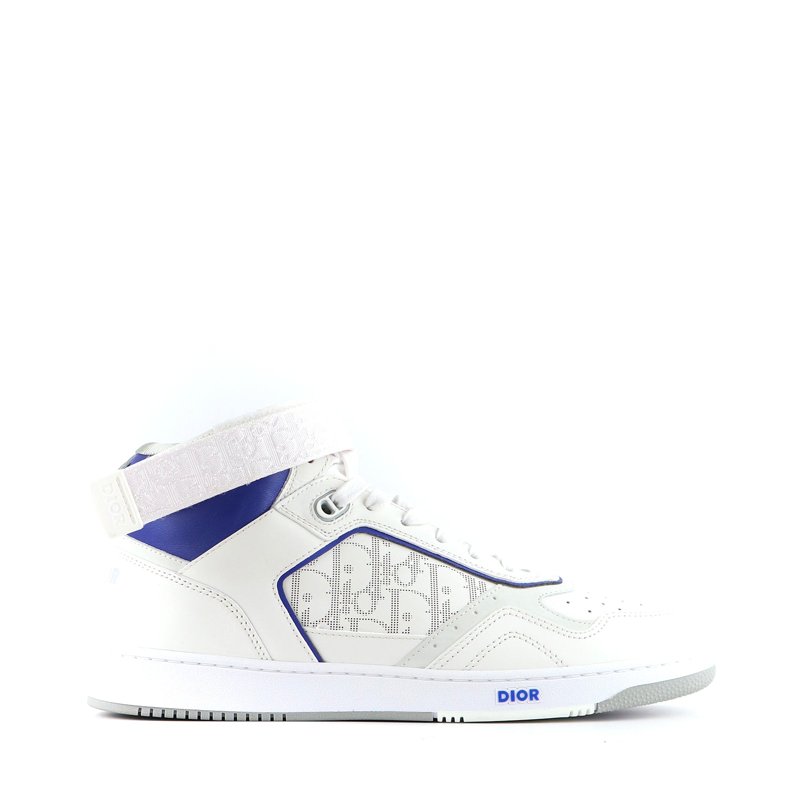 DIOR - B27 High sneakers in white and navy blue leather (T43)