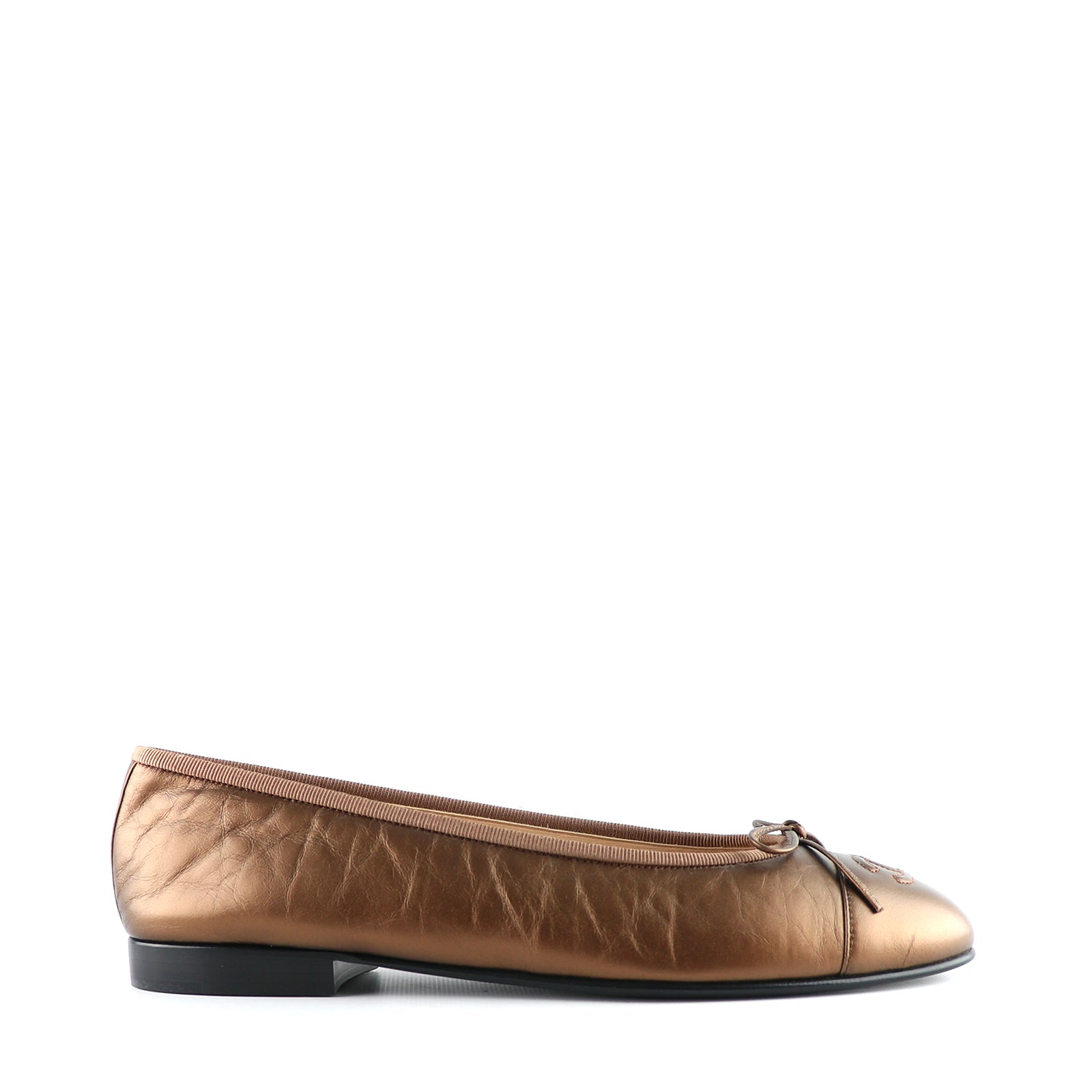 CHANEL - Bronze leather ballerinas (T39)