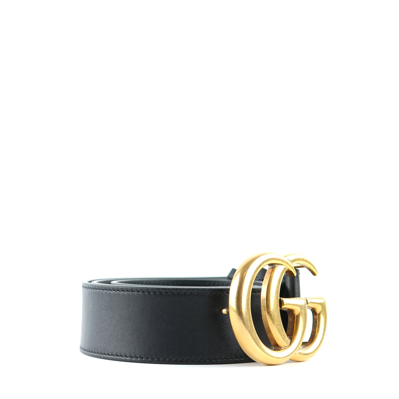 GUCCI - GG Buckle Marmont belt in black smooth leather (T85)